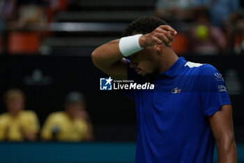 2024-09-10 - Arthur Fils of France in action against Thanasi Kokkinakis of Australia during the Davis Cup 2024, Group B, tennis match played between France and Australia at Fuente de San Luis on September 10, 2024, in Valencia, Spain. Photo Alvaro Diaz / SpainDPPI / DPPI - TENNIS - DAVIS CUP - FRANCE V AUSTRALIA - INTERNATIONALS - TENNIS