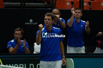 2024-09-10 - Paul-Henri Mathieu, Capitain of France, support to Arthur Fils of France against Thanasi Kokkinakis of Australia during the Davis Cup 2024, Group B, tennis match played between France and Australia at Fuente de San Luis on September 10, 2024, in Valencia, Spain. Photo Alvaro Diaz / SpainDPPI / DPPI - TENNIS - DAVIS CUP - FRANCE V AUSTRALIA - INTERNATIONALS - TENNIS