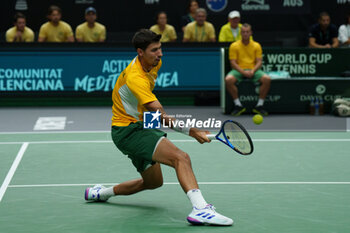 2024-09-10 - Alexei Popyrin of Australia in action against Ugo Humbert of France during the Davis Cup 2024, Group B, tennis match played between France and Australia at Fuente de San Luis on September 10, 2024, in Valencia, Spain. Photo Alvaro Diaz / SpainDPPI / DPPI - TENNIS - DAVIS CUP - FRANCE V AUSTRALIA - INTERNATIONALS - TENNIS