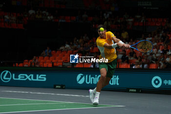 2024-09-10 - Alexei Popyrin of Australia in action against Ugo Humbert of France during the Davis Cup 2024, Group B, tennis match played between France and Australia at Fuente de San Luis on September 10, 2024, in Valencia, Spain. Photo Alvaro Diaz / SpainDPPI / DPPI - TENNIS - DAVIS CUP - FRANCE V AUSTRALIA - INTERNATIONALS - TENNIS