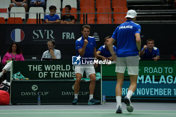 2024-09-10 - Paul-Henri Mathieu, Capitain of France, support to Ugo Humbert of France against Alexei Popyrin of Australia during the Davis Cup 2024, Group B, tennis match played between France and Australia at Fuente de San Luis on September 10, 2024, in Valencia, Spain. Photo Alvaro Diaz / SpainDPPI / DPPI - TENNIS - DAVIS CUP - FRANCE V AUSTRALIA - INTERNATIONALS - TENNIS