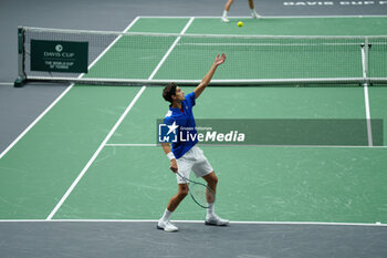 2024-09-10 - Pierre-Hugues Herbert and Edouard Roger-Vasselin of France play doubles against Matthew Ebden and Max Purcell of Australia during the Davis Cup 2024, Group B, tennis match played between France and Australia at Fuente de San Luis on September 10, 2024, in Valencia, Spain. Photo Alvaro Diaz / SpainDPPI / DPPI - TENNIS - DAVIS CUP - FRANCE V AUSTRALIA - INTERNATIONALS - TENNIS