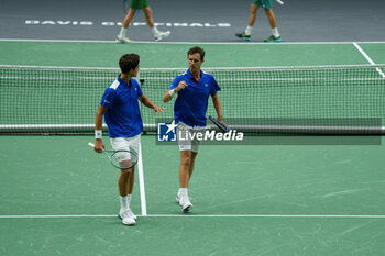 2024-09-10 - Pierre-Hugues Herbert and Edouard Roger-Vasselin of France play doubles against Matthew Ebden and Max Purcell of Australia during the Davis Cup 2024, Group B, tennis match played between France and Australia at Fuente de San Luis on September 10, 2024, in Valencia, Spain. Photo Alvaro Diaz / SpainDPPI / DPPI - TENNIS - DAVIS CUP - FRANCE V AUSTRALIA - INTERNATIONALS - TENNIS