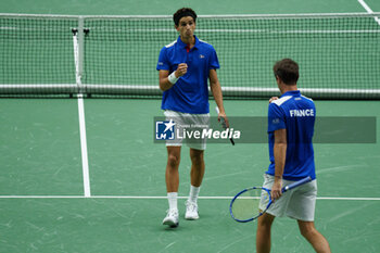 2024-09-10 - Pierre-Hugues Herbert and Edouard Roger-Vasselin of France play doubles against Matthew Ebden and Max Purcell of Australia during the Davis Cup 2024, Group B, tennis match played between France and Australia at Fuente de San Luis on September 10, 2024, in Valencia, Spain. Photo Alvaro Diaz / SpainDPPI / DPPI - TENNIS - DAVIS CUP - FRANCE V AUSTRALIA - INTERNATIONALS - TENNIS