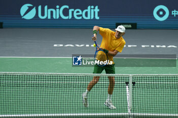 2024-09-10 - Matthew Ebden and Max Purcell of Australia play doubles against Pierre-Hugues Herbert and Edouard Roger-Vasselin of France during the Davis Cup 2024, Group B, tennis match played between France and Australia at Fuente de San Luis on September 10, 2024, in Valencia, Spain. Photo Alvaro Diaz / SpainDPPI / DPPI - TENNIS - DAVIS CUP - FRANCE V AUSTRALIA - INTERNATIONALS - TENNIS