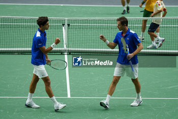 2024-09-10 - Pierre-Hugues Herbert and Edouard Roger-Vasselin of France play doubles against Matthew Ebden and Max Purcell of Australia during the Davis Cup 2024, Group B, tennis match played between France and Australia at Fuente de San Luis on September 10, 2024, in Valencia, Spain. Photo Alvaro Diaz / SpainDPPI / DPPI - TENNIS - DAVIS CUP - FRANCE V AUSTRALIA - INTERNATIONALS - TENNIS