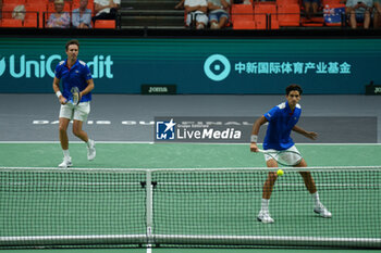 2024-09-10 - Pierre-Hugues Herbert and Edouard Roger-Vasselin of France play doubles against Matthew Ebden and Max Purcell of Australia during the Davis Cup 2024, Group B, tennis match played between France and Australia at Fuente de San Luis on September 10, 2024, in Valencia, Spain. Photo Alvaro Diaz / SpainDPPI / DPPI - TENNIS - DAVIS CUP - FRANCE V AUSTRALIA - INTERNATIONALS - TENNIS