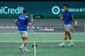 2024-09-10 - Pierre-Hugues Herbert and Edouard Roger-Vasselin of France play doubles against Matthew Ebden and Max Purcell of Australia during the Davis Cup 2024, Group B, tennis match played between France and Australia at Fuente de San Luis on September 10, 2024, in Valencia, Spain. Photo Alvaro Diaz / SpainDPPI / DPPI - TENNIS - DAVIS CUP - FRANCE V AUSTRALIA - INTERNATIONALS - TENNIS