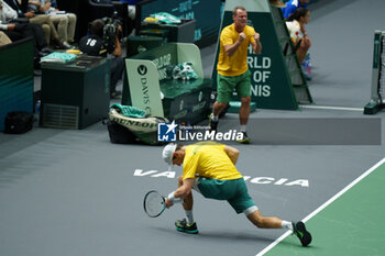 2024-09-10 - Matthew Ebden and Max Purcell of Australia play doubles against Pierre-Hugues Herbert and Edouard Roger-Vasselin of France during the Davis Cup 2024, Group B, tennis match played between France and Australia at Fuente de San Luis on September 10, 2024, in Valencia, Spain. Photo Alvaro Diaz / SpainDPPI / DPPI - TENNIS - DAVIS CUP - FRANCE V AUSTRALIA - INTERNATIONALS - TENNIS