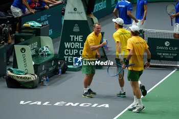 2024-09-10 - Matthew Ebden and Max Purcell of Australia play doubles against Pierre-Hugues Herbert and Edouard Roger-Vasselin of France during the Davis Cup 2024, Group B, tennis match played between France and Australia at Fuente de San Luis on September 10, 2024, in Valencia, Spain. Photo Alvaro Diaz / SpainDPPI / DPPI - TENNIS - DAVIS CUP - FRANCE V AUSTRALIA - INTERNATIONALS - TENNIS