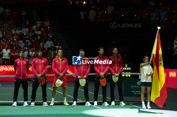 2024-09-11 - Spain Team pose for photo during the Davis Cup 2024, Group B, tennis match played between Czech Republic and Spain at Fuente de San Luis on September 11, 2024, in Valencia, Spain. - CZECH REPUBLIC V SPAIN - DAVIS CUP 2024 GROUP B - INTERNATIONALS - TENNIS