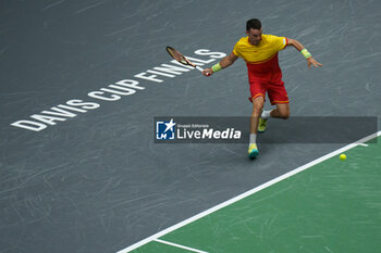 2024-09-11 - Roberto Bautista Agut of Spain in action against Jiri Lehecka of Czech Republic during the Davis Cup 2024, Group B, tennis match played between Czech Republic and Spain at Fuente de San Luis on September 11, 2024, in Valencia, Spain. - CZECH REPUBLIC V SPAIN - DAVIS CUP 2024 GROUP B - INTERNATIONALS - TENNIS