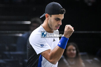 2024-10-28 - Francisco CERUNDOLO of Argentina celebrates his point during the first day of the Rolex Paris Masters 2024, ATP Masters 1000 tennis tournament on October 28, 2024 at Accor Arena in Paris, France - TENNIS - ROLEX PARIS MASTERS 2024 - INTERNATIONALS - TENNIS