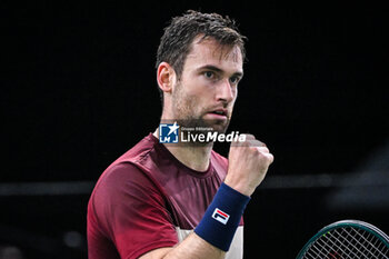 2024-10-28 - Quentin HALYS of France celebrates his point during the first day of the Rolex Paris Masters 2024, ATP Masters 1000 tennis tournament on October 28, 2024 at Accor Arena in Paris, France - TENNIS - ROLEX PARIS MASTERS 2024 - INTERNATIONALS - TENNIS