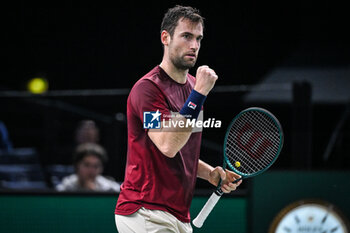 2024-10-28 - Quentin HALYS of France celebrates his point during the first day of the Rolex Paris Masters 2024, ATP Masters 1000 tennis tournament on October 28, 2024 at Accor Arena in Paris, France - TENNIS - ROLEX PARIS MASTERS 2024 - INTERNATIONALS - TENNIS