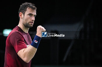 2024-10-28 - Quentin HALYS of France celebrates his point during the first day of the Rolex Paris Masters 2024, ATP Masters 1000 tennis tournament on October 28, 2024 at Accor Arena in Paris, France - TENNIS - ROLEX PARIS MASTERS 2024 - INTERNATIONALS - TENNIS