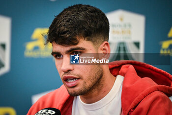 2024-10-28 - Carlos ALCARAZ of Spain during the first day of the Rolex Paris Masters 2024, ATP Masters 1000 tennis tournament on October 28, 2024 at Accor Arena in Paris, France - TENNIS - ROLEX PARIS MASTERS 2024 - INTERNATIONALS - TENNIS