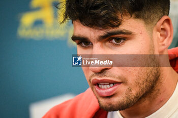 2024-10-28 - Carlos ALCARAZ of Spain during the first day of the Rolex Paris Masters 2024, ATP Masters 1000 tennis tournament on October 28, 2024 at Accor Arena in Paris, France - TENNIS - ROLEX PARIS MASTERS 2024 - INTERNATIONALS - TENNIS