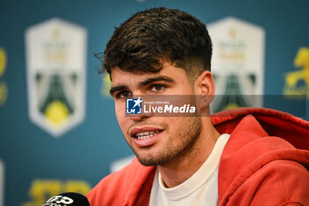 2024-10-28 - Carlos ALCARAZ of Spain during the first day of the Rolex Paris Masters 2024, ATP Masters 1000 tennis tournament on October 28, 2024 at Accor Arena in Paris, France - TENNIS - ROLEX PARIS MASTERS 2024 - INTERNATIONALS - TENNIS