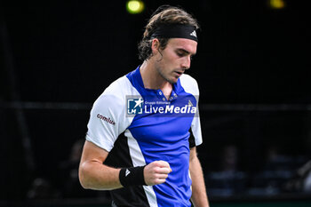 2024-10-28 - Stefanos TSITSIPAS of Greece celebrates his point during the first day of the Rolex Paris Masters 2024, ATP Masters 1000 tennis tournament on October 28, 2024 at Accor Arena in Paris, France - TENNIS - ROLEX PARIS MASTERS 2024 - INTERNATIONALS - TENNIS