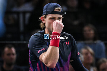 2024-10-29 - Zizou BERGS of Belgium celebrates his point during the second day of the Rolex Paris Masters 2024, ATP Masters 1000 tennis tournament on October 29, 2024 at Accor Arena in Paris, France - TENNIS - ROLEX PARIS MASTERS 2024 - INTERNATIONALS - TENNIS