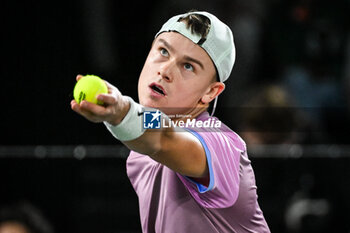 2024-10-29 - Holger RUNE of Denmark during the second day of the Rolex Paris Masters 2024, ATP Masters 1000 tennis tournament on October 29, 2024 at Accor Arena in Paris, France - TENNIS - ROLEX PARIS MASTERS 2024 - INTERNATIONALS - TENNIS