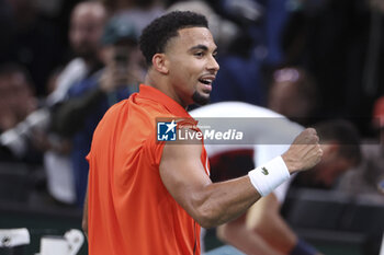 2024-10-29 - Arthur Fils of France celebrates his first round victory during day 2 of the Rolex Paris Masters 2024, an ATP Masters 1000 tennis tournament on 29 October 2024 at Accor Arena in Paris, France - TENNIS - ROLEX PARIS MASTERS 2024 - INTERNATIONALS - TENNIS