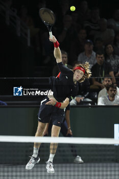 2024-10-29 - Andrey Rublev of Russia during day 2 of the Rolex Paris Masters 2024, an ATP Masters 1000 tennis tournament on 29 October 2024 at Accor Arena in Paris, France - TENNIS - ROLEX PARIS MASTERS 2024 - INTERNATIONALS - TENNIS