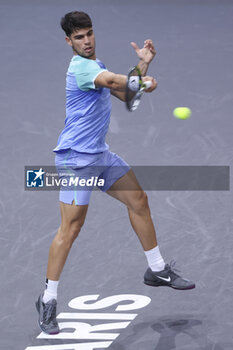 2024-10-29 - Carlos Alcaraz of Spain during day 2 of the Rolex Paris Masters 2024, an ATP Masters 1000 tennis tournament on 29 October 2024 at Accor Arena in Paris, France - TENNIS - ROLEX PARIS MASTERS 2024 - INTERNATIONALS - TENNIS