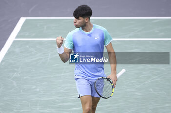 2024-10-29 - Carlos Alcaraz of Spain during day 2 of the Rolex Paris Masters 2024, an ATP Masters 1000 tennis tournament on 29 October 2024 at Accor Arena in Paris, France - TENNIS - ROLEX PARIS MASTERS 2024 - INTERNATIONALS - TENNIS