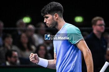 31/10/2024 - Carlos ALCARAZ of Spain celebrates his point during the fourth day of the Rolex Paris Masters 2024, ATP Masters 1000 tennis tournament on October 31, 2024 at Accor Arena in Paris, France - TENNIS - ROLEX PARIS MASTERS 2024 - INTERNAZIONALI - TENNIS