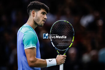 31/10/2024 - Carlos ALCARAZ of Spain celebrates his point during the fourth day of the Rolex Paris Masters 2024, ATP Masters 1000 tennis tournament on October 31, 2024 at Accor Arena in Paris, France - TENNIS - ROLEX PARIS MASTERS 2024 - INTERNAZIONALI - TENNIS