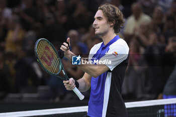 31/10/2024 - Stefanos Tsitsipas of Greece celebrates his third round victory during day 4 of the Rolex Paris Masters 2024, an ATP Masters 1000 tennis tournament on October 31, 2024 at Accor Arena in Paris, France - TENNIS - ROLEX PARIS MASTERS 2024 - INTERNAZIONALI - TENNIS