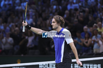 31/10/2024 - Stefanos Tsitsipas of Greece celebrates his third round victory during day 4 of the Rolex Paris Masters 2024, an ATP Masters 1000 tennis tournament on October 31, 2024 at Accor Arena in Paris, France - TENNIS - ROLEX PARIS MASTERS 2024 - INTERNAZIONALI - TENNIS