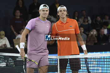 31/10/2024 - Holger Rune of Denmark, Arthur Cazaux of France during day 4 of the Rolex Paris Masters 2024, an ATP Masters 1000 tennis tournament on October 31, 2024 at Accor Arena in Paris, France - TENNIS - ROLEX PARIS MASTERS 2024 - INTERNAZIONALI - TENNIS