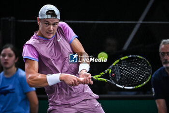 02/11/2024 - Holger RUNE of Denmark during the sixth day of the Rolex Paris Masters 2024, ATP Masters 1000 tennis tournament on November 02, 2024 at Accor Arena in Paris, France - TENNIS - ROLEX PARIS MASTERS 2024 - INTERNAZIONALI - TENNIS