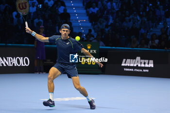 2024-11-10 - Alexander De Minaur (Australia) during the match agaits Yannik Sinner (Italy) - 2024 ATP NITTO FINALS - SINNER VS DE MINAUR - INTERNATIONALS - TENNIS