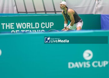 2024-11-17 - November 16, 2024 (Malaga) This was the second day of training for Rafa Nadal on the track in Malaga: all ready for his farewell to the Davis Cup. The tennis legend started preparations for the duel against the Netherlands under the watchful eye of David Ferrer and Carlos Moya. Cordon Press - DAVIS CUP - CARLOS ALCARAZ - TRAINING - INTERNATIONALS - TENNIS