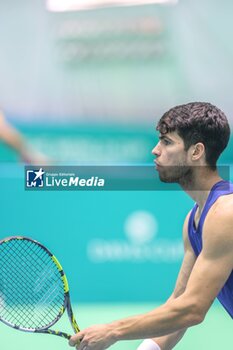 2024-11-17 - November 16, 2024 (Malaga) Carlos Alcaraz is already starting to prepare for the Davis Cup that will be played this week in Malaga. Today he has performed his first training at the Martin Carpena in Malaga Cordon Press - DAVIS CUP - CARLOS ALCARAZ - TRAINING - INTERNATIONALS - TENNIS