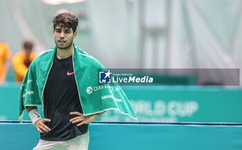 2024-11-17 - November 16, 2024 (Malaga) Carlos Alcaraz is already starting to prepare for the Davis Cup that will be played this week in Malaga. Today he has performed his first training at the Martin Carpena in Malaga Cordon Press - DAVIS CUP - CARLOS ALCARAZ - TRAINING - INTERNATIONALS - TENNIS