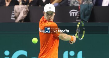 2024-11-19 - November 19, 2024, Malaga, Malaga, Spain: Rafael Nadal of Spain, returns with backhand in his match against Botic Van De Zandschulp of Netherlands during the 2024 DAVIS CUP FINALS Cordon Press - TEAM SPAIN VS TEAM NETHERLAND - INTERNATIONALS - TENNIS