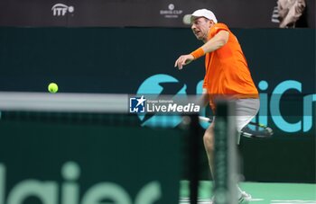 2024-11-19 - November 19, 2024, Malaga, Malaga, Spain: Rafael Nadal of Spain, returns with backhand in his match against Botic Van De Zandschulp of Netherlands during the 2024 DAVIS CUP FINALS Cordon Press - TEAM SPAIN VS TEAM NETHERLAND - INTERNATIONALS - TENNIS