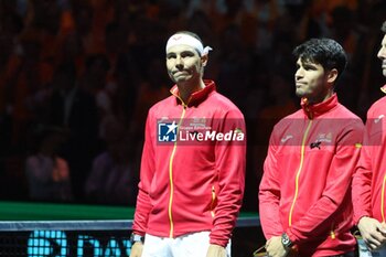 2024-11-19 - Rafa Nadal,Carlos Alcaraz David Ferrer during Copa Davis 2024 in Malaga on Tuesday, 19 November 2024. Cordon Press Cordon Press - TEAM SPAIN VS TEAM NETHERLAND - INTERNATIONALS - TENNIS