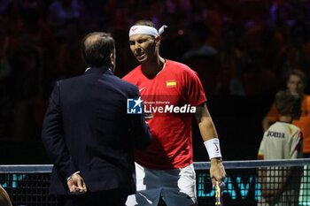 2024-11-19 - November 19, 2024, Malaga, Malaga, Spain: Rafael Nadal of Spain, returns with backhand in his match against Botic Van De Zandschulp of Netherlands during the 2024 DAVIS CUP FINALS Cordon Press Cordon Press - TEAM SPAIN VS TEAM NETHERLAND - INTERNATIONALS - TENNIS