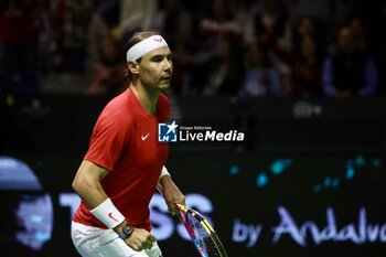 2024-11-19 - November 19, 2024, Malaga, Malaga, Spain: Rafael Nadal of Spain, returns with backhand in his match against Botic Van De Zandschulp of Netherlands during the 2024 DAVIS CUP FINALS Cordon Press Cordon Press - TEAM SPAIN VS TEAM NETHERLAND - INTERNATIONALS - TENNIS