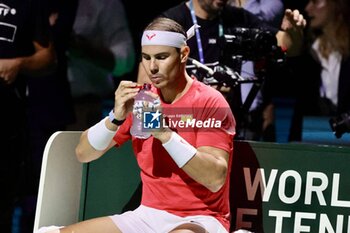 2024-11-19 - November 19, 2024, Malaga, Malaga, Spain: Rafael Nadal of Spain, returns with backhand in his match against Botic Van De Zandschulp of Netherlands during the 2024 DAVIS CUP FINALS Cordon Press Cordon Press - TEAM SPAIN VS TEAM NETHERLAND - INTERNATIONALS - TENNIS