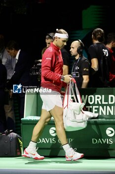 2024-11-19 - November 19, 2024, Malaga, Malaga, Spain: Rafael Nadal of Spain, returns with backhand in his match against Botic Van De Zandschulp of Netherlands during the 2024 DAVIS CUP FINALS Cordon Press Cordon Press - TEAM SPAIN VS TEAM NETHERLAND - INTERNATIONALS - TENNIS