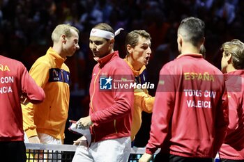 2024-11-19 - Rafa Nadal,Carlos Alcaraz David Ferrer during Copa Davis 2024 in Malaga on Tuesday, 19 November 2024. Cordon Press Cordon Press - TEAM SPAIN VS TEAM NETHERLAND - INTERNATIONALS - TENNIS