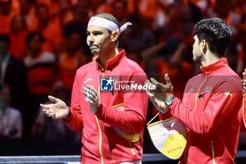 2024-11-19 - Rafa Nadal,Carlos Alcaraz David Ferrer during Copa Davis 2024 in Malaga on Tuesday, 19 November 2024. Cordon Press Cordon Press - TEAM SPAIN VS TEAM NETHERLAND - INTERNATIONALS - TENNIS