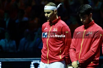 2024-11-19 - Rafa Nadal,Carlos Alcaraz David Ferrer during Copa Davis 2024 in Malaga on Tuesday, 19 November 2024. Cordon Press Cordon Press - TEAM SPAIN VS TEAM NETHERLAND - INTERNATIONALS - TENNIS